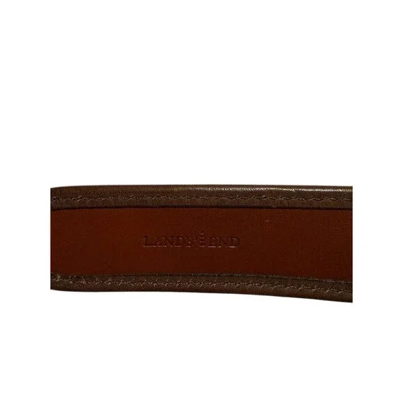 Lands End Vintage Preppy Heritage Brown Leather Belt Made In England - Picture 3 of 5